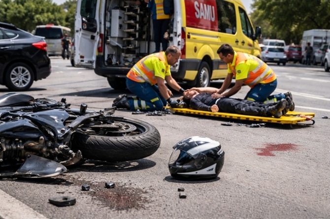 Aparatoso accidente de moto en la Albufereta deja un herido