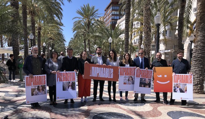 Candidatos de Compromís por la circunscripción de Alicante, en la Explanada.