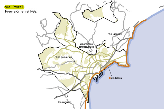 Alicante plantea en su PGE un gran corredor litoral de 21 kilómetros junto al mar
