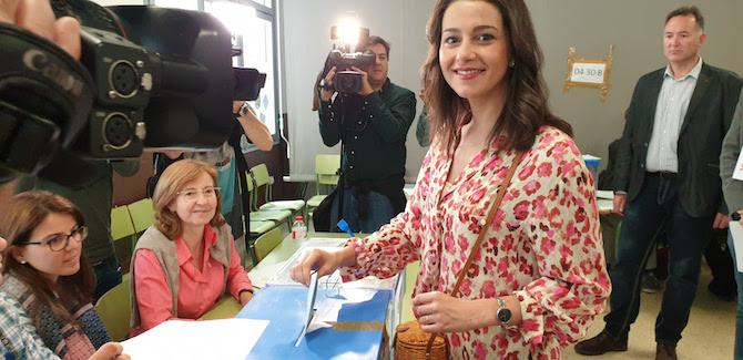 Inés Arrimadas, en las votaciones del 26 de mayo.