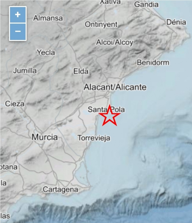 Un seísmo de 2,1 se deja sentir entre Santa Pola y Tabarca