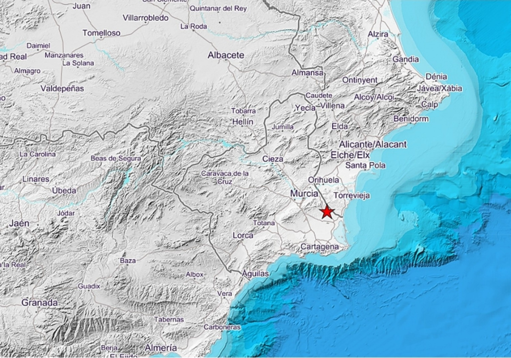 Un terremoto de magnitud 3,5 en Murcia se deja sentir en la provincia de Alicante