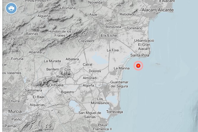 Un terremoto se registra a 22 kilómetros de Alicante
