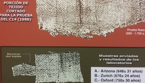 Trozo de tela de la Sábana Santa, analizado con Carbono 14.